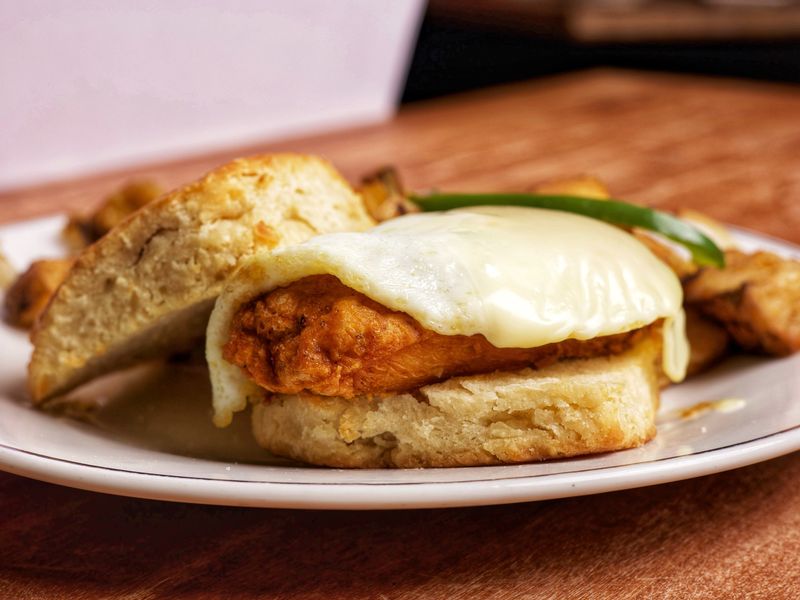 Fried Chicken Biscuit Sandwich at Sunrise Social