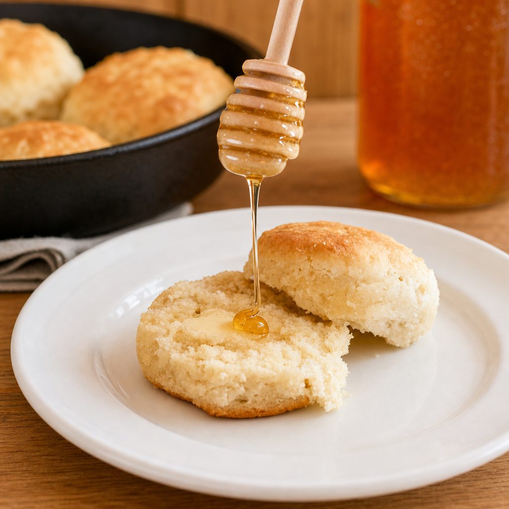 Sunrise Social Honey Butter Biscuit.