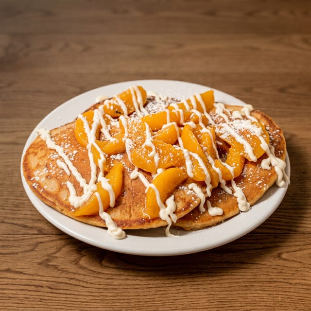 Peach please pancakes.