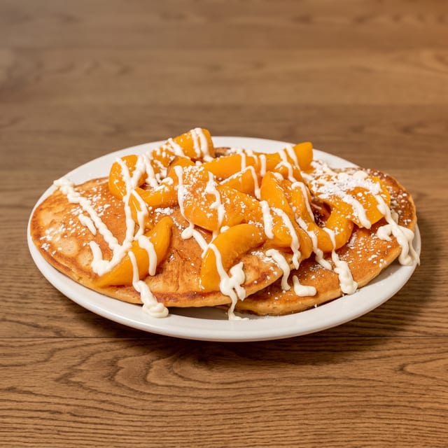 Peach please pancakes.
